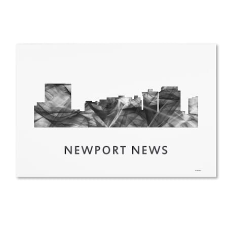 Marlene Watson 'Newport News Virginia Skyline WB-BW' Canvas Art,30x47